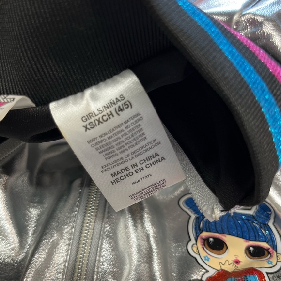 Girls XS(4-5) LOL OMG Surprise Glitter Sparkle Sequins Jacket Zip-Up Long Sleeve - Picture 2 of 3